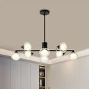 GobekUsa Modern Oval Shade Island Light - 8/12 Lights Glass Suspension Light in Black/White