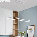GobekUsa Modern Oval Suspended LED Restaurant Island Light in Black/White: Stylish Metal Fixture