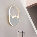 GobekUsa Modern Oval Wall Mount LED Stairway Sconce Lamp in White with Cracked Design