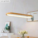 GobekUsa Minimalist Wood Island Pendant LED Ceiling Light - Modern Elliptic Design for Living Room