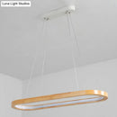 GobekUsa Minimalist Wood Island Pendant LED Ceiling Light - Modern Elliptic Design for Living Room