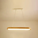 GobekUsa Minimalist Wood Island Pendant LED Ceiling Light - Modern Elliptic Design for Living Room