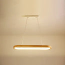 GobekUsa Minimalist Wood Island Pendant LED Ceiling Light - Modern Elliptic Design for Living Room