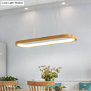 GobekUsa Minimalist Wood Island Pendant LED Ceiling Light - Modern Elliptic Design for Living Room