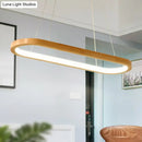 GobekUsa Minimalist Wood Island Pendant LED Ceiling Light - Modern Elliptic Design for Living Room