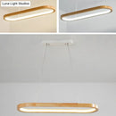 GobekUsa Minimalist Wood Island Pendant LED Ceiling Light - Modern Elliptic Design for Living Room