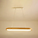 GobekUsa Minimalist Wood Island Pendant LED Ceiling Light - Modern Elliptic Design for Living Room