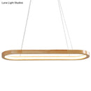 GobekUsa Minimalist Wood Island Pendant LED Ceiling Light - Modern Elliptic Design for Living Room