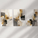 Neutral Abstract Wall Art Set of 3. Beige, Gray, Gold Prints by Wall Art Set