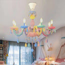 GobekUsa Crystal Chandelier: Modern Macaron Color Children Room Luminaire