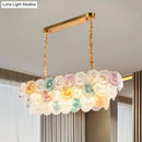 GobekUsa 3-Tier Stained Glass Billiard Light - Modern Island Chandelier (14 Lights) for Hotel and Restaurant