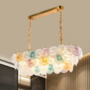 GobekUsa 3-Tier Stained Glass Billiard Light - Modern Island Chandelier (14 Lights) for Hotel and Restaurant