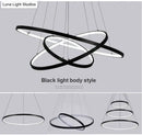 GobekUsa Modern Pendant Lights 4/3/2/1 Circle Rings Acrylic Aluminum LED Pendant Lamp for Living Room Dining Room