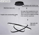 GobekUsa Modern Pendant Lights 4/3/2/1 Circle Rings Acrylic Aluminum LED Pendant Lamp for Living Room Dining Room