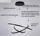 GobekUsa Modern Pendant Lights 4/3/2/1 Circle Rings Acrylic Aluminum LED Pendant Lamp for Living Room Dining Room