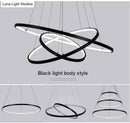 GobekUsa Modern Pendant Lights 4/3/2/1 Circle Rings Acrylic Aluminum LED Pendant Lamp for Living Room Dining Room