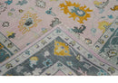 Pink and Gray Traditional Hand Knotted Oushak Wool Area Rug by The Rug Decor