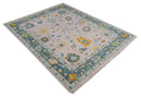 Pink and Gray Traditional Hand Knotted Oushak Wool Area Rug by The Rug Decor