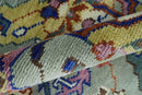 Wool Area Rug Green Pink Gold - Hand-Knotted Traditional Oushak by The Rug Decor