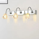 GobekUsa Modern Petal Clear Glass Vanity Light Fixture with Gooseneck Arm - 3 Lights, Silver Finish Wall Lighting