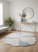 Modern Petal Ivory Hand Tufted 5x5 Wool Area Rug