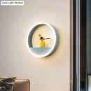 GobekUsa Iron Hoop Flush Mount Wall Light: Macaron Pink/Blue, 12"/16" Wide LED Sconce with Storage Rack – Warm/White Light