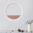 GobekUsa Iron Hoop Flush Mount Wall Light: Macaron Pink/Blue, 12"/16" Wide LED Sconce with Storage Rack – Warm/White Light