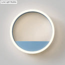 GobekUsa Iron Hoop Flush Mount Wall Light: Macaron Pink/Blue, 12"/16" Wide LED Sconce with Storage Rack – Warm/White Light