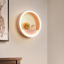 GobekUsa Iron Hoop Flush Mount Wall Light: Macaron Pink/Blue, 12"/16" Wide LED Sconce with Storage Rack – Warm/White Light