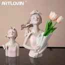 GobekUsa Butterfly Girl Sculpture Vase Set - Modern Decorative Resin Flower Ornaments