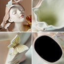 GobekUsa Butterfly Girl Sculpture Vase Set - Modern Decorative Resin Flower Ornaments