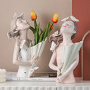 GobekUsa Butterfly Girl Sculpture Vase Set - Modern Decorative Resin Flower Ornaments