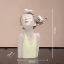 GobekUsa Butterfly Girl Sculpture Vase Set - Modern Decorative Resin Flower Ornaments