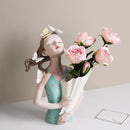 GobekUsa Butterfly Girl Sculpture Vase Set - Modern Decorative Resin Flower Ornaments