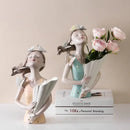 GobekUsa Butterfly Girl Sculpture Vase Set - Modern Decorative Resin Flower Ornaments