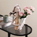 GobekUsa Butterfly Girl Sculpture Vase Set - Modern Decorative Resin Flower Ornaments