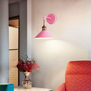 GobekUsa Modern Metal Cone Wall Light with Straight Arm for Hallway - Gray/Pink/Yellow/Green