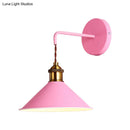 GobekUsa Modern Metal Cone Wall Light with Straight Arm for Hallway - Gray/Pink/Yellow/Green