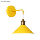 GobekUsa Modern Metal Cone Wall Light with Straight Arm for Hallway - Gray/Pink/Yellow/Green