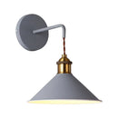 GobekUsa Modern Metal Cone Wall Light with Straight Arm for Hallway - Gray/Pink/Yellow/Green
