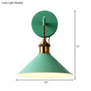 GobekUsa Modern Metal Cone Wall Light with Straight Arm for Hallway - Gray/Pink/Yellow/Green
