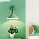 GobekUsa Modern Metal Cone Wall Light with Straight Arm for Hallway - Gray/Pink/Yellow/Green