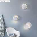 GobekUsa Nordic Metal Moon Wall Light - Moveable Flush Mount Sconce in Black/White/Pink with LED White/Yellow Light