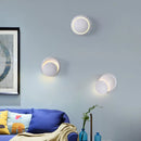 GobekUsa Nordic Metal Moon Wall Light - Moveable Flush Mount Sconce in Black/White/Pink with LED White/Yellow Light