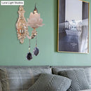 GobekUsa Modern Lotus Wall Light Fixture with Milky Glass, Brass Sconce, and Teardrop Crystal Accent