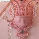 GobekUsa Modern Metallic Scroll Arm Wall Lamp with Crystal Orb Deco, Pink