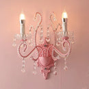 GobekUsa Modern Metallic Scroll Arm Wall Lamp with Crystal Orb Deco, Pink