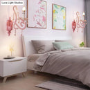 GobekUsa Modern Metallic Scroll Arm Wall Lamp with Crystal Orb Deco, Pink
