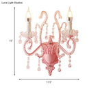 GobekUsa Modern Metallic Scroll Arm Wall Lamp with Crystal Orb Deco, Pink
