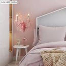 GobekUsa Modern Metallic Scroll Arm Wall Lamp with Crystal Orb Deco, Pink